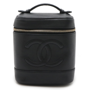 CHANEL Chanel Cocomark Vanity Bag Handbag Cosmetic Pouch Cosmetic Pouch Caviar Skin Leather Black Black Gold Hardware A01998