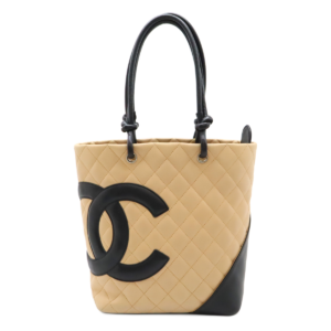 CHANEL Chanel Cambon Line Medium Tote Tote Bag Shoulder Bag Cocomark Soft Calf Beige Black Black A25167