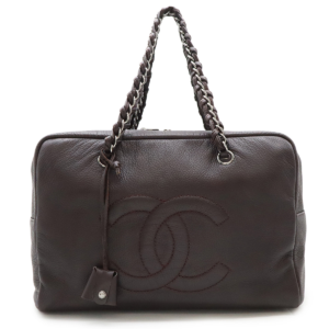 CHANEL Chanel Luxury Line Cocomark Chain Shoulder Shoulder Bag Mini Boston Leather Dark Bordeaux Silver Hardware A32919