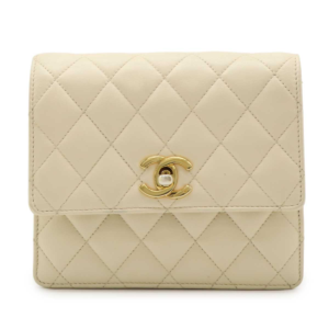 CHANEL Chanel Matrasse Cocomark Belt Bag Body Bag Waist Pouch Mini Bag Leather Ivory White #95 Gold Hardware