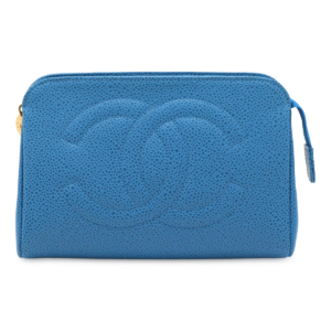 CHANEL Chanel Cocomark Cosmetic pouch Cosmetic pouch Multi pouch Accessories case Caviar skin Leather blue Blue Gold hardware