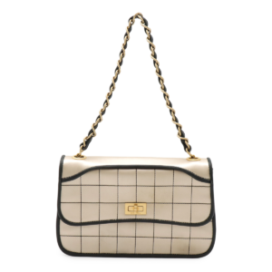 CHANEL 2.55 Matrasse Chain Bag Shoulder Bag Shoulder Hanging Satin Leather Champagne Gold Gold Black Black Gold Hardware