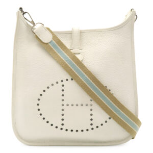 HERMES Hermes Evelyn Evelyn I Evelyn 1 PM Shoulder Bag Diagonal Hanging Trillon Clemence Leather White White Silver Hardware □L Engraved