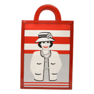 CHANEL Chanel Coco Chanel Mademoiselle Tote Bag Handbag Patent Leather Red Red Silver White