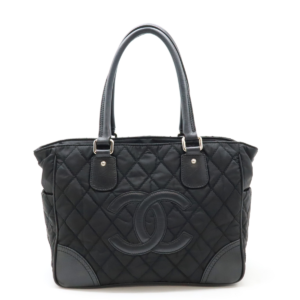 CHANEL CHANEL PARIS NEW YORK LINE MATRASSE COCO MARK TOT BAG SHOULDER BAG Nylon canvas leather black black A33100