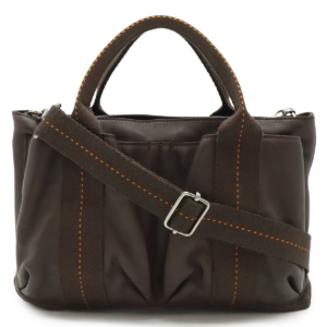 HERMES Hermes Caravan Horizontal PM Handbag Tote Bag 2WAY Shoulder Bag Voderma Leather Dark Brown Orange