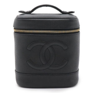 CHANEL Chanel Cocomark Vanity Bag Handbag Cosmetic Pouch Cosmetic Pouch Caviar Skin Leather Black Black Gold Hardware A01998