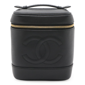 CHANEL Chanel Cocomark Vanity Bag Handbag Cosmetic Pouch Cosmetic Pouch Caviar Skin Leather Black Black Gold Hardware A01998